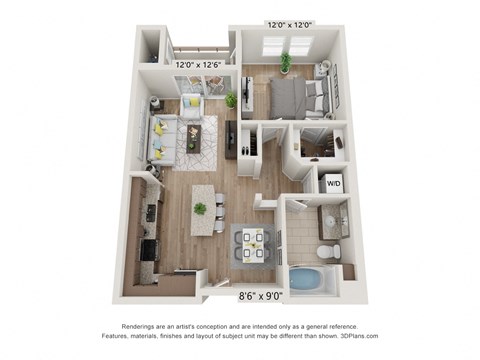 Main Street Village Irvine, CA El Dorado Floor Plan 724 SF